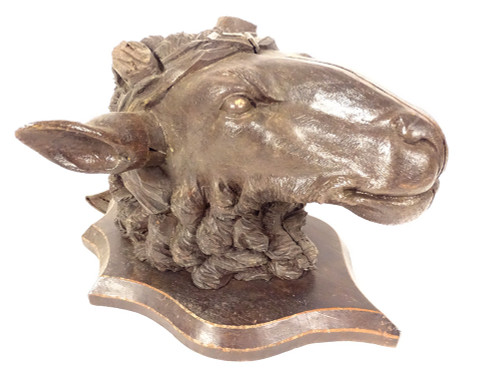 Sculpture Bois Sculpté Black Forest Tête Bélier Mouton Trophée Chasse XIXè