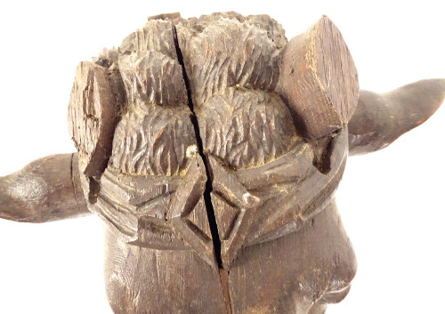 Sculpture Bois Sculpté Black Forest Tête Bélier Mouton Trophée Chasse XIXè