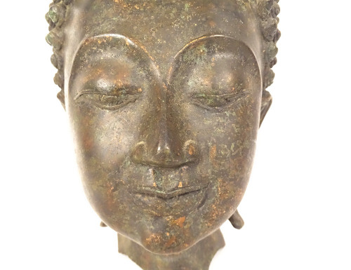 Bronze Sculpture Buddhist Statue Buddha Head Thailand XVIIth XVIIIth