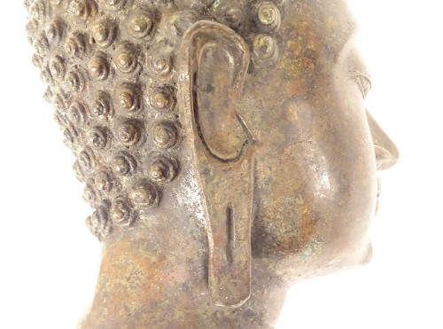 Bronze Sculpture Buddhist Statue Buddha Head Thailand XVIIth XVIIIth