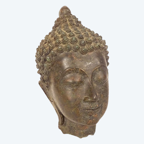 Bronze Sculpture Buddhist Statue Buddha Head Thailand XVIIth XVIIIth