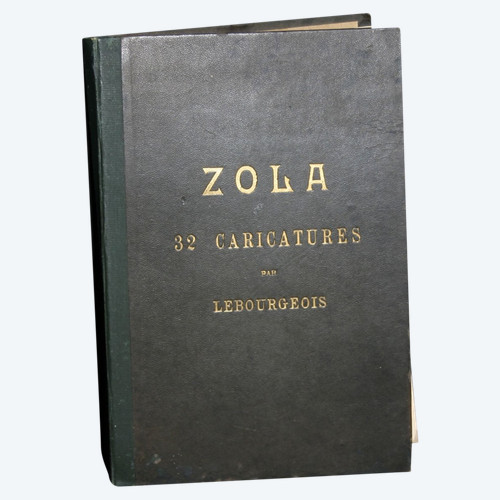 Ensemble de 32 caricatures des œuvres de Zola