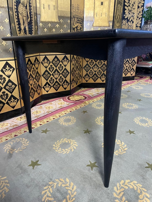Napoleon III Scandinavian Blackened Wood Table