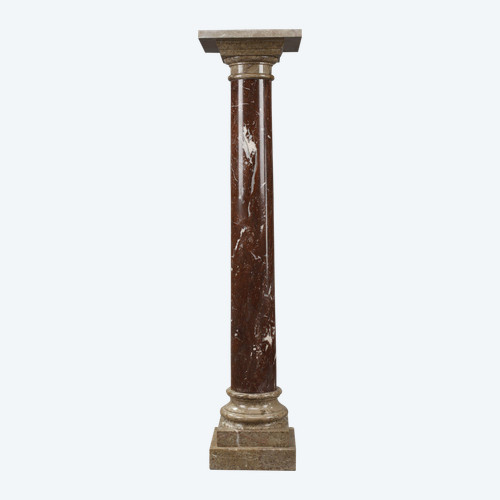 Colonna in marmo rosso e grigio del XIX secolo