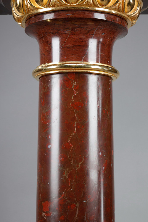 Colonne en marbre griotte et  bronze doré