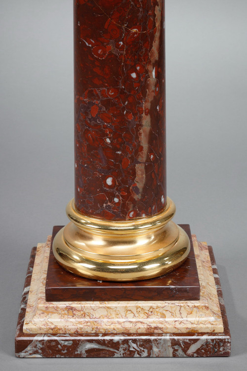 Colonne en marbre griotte et  bronze doré