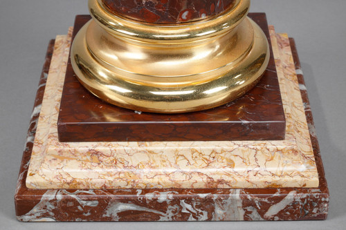 Colonne en marbre griotte et  bronze doré