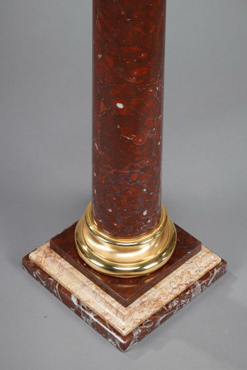 Colonne en marbre griotte et  bronze doré