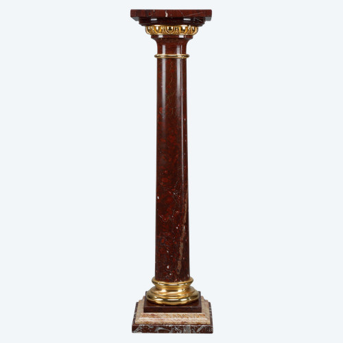 Colonne en marbre griotte et  bronze doré