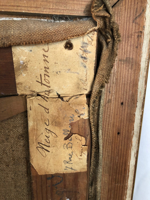 Großes Öl auf Leinwand in einem hübschen Rahmen „Schneelandschaft“, signiert Leguilloux