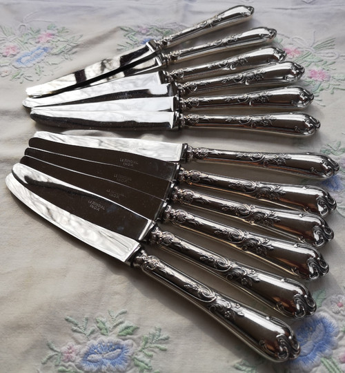 12 entremets/dessert knives Louis XV model Orfèvrerie Le Mondial