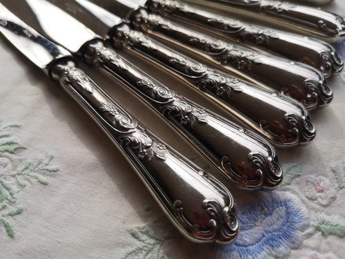 12 entremets/dessert knives Louis XV model Orfèvrerie Le Mondial