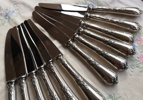 12 entremets/dessert knives Louis XV model Orfèvrerie Le Mondial