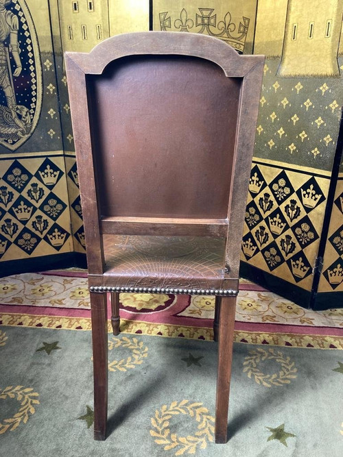 Suite di 10 sedie in pelle in stile Luigi XVI
