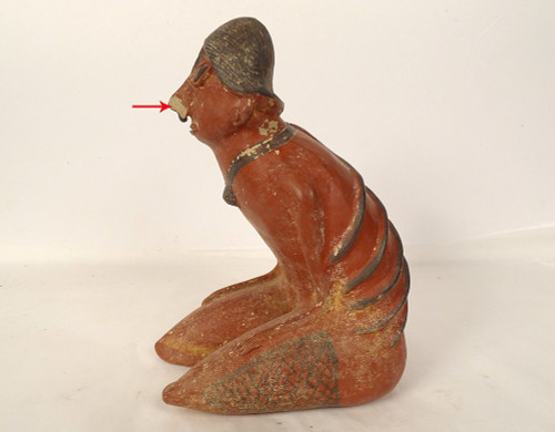 Pre-Columbian statuette emaciated seated man Nayarit Mexico terracotta