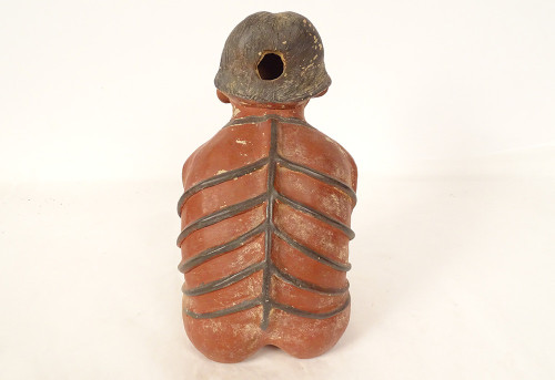 Pre-Columbian statuette emaciated seated man Nayarit Mexico terracotta