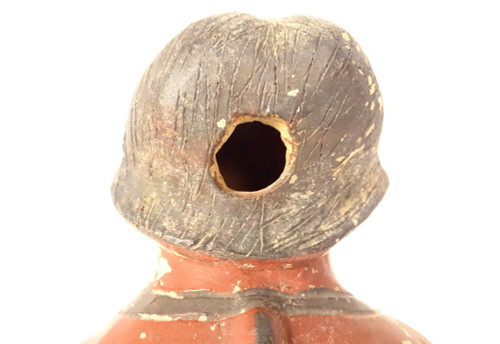 Pre-Columbian statuette emaciated seated man Nayarit Mexico terracotta