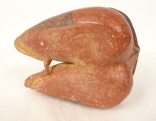 Pre-Columbian statuette emaciated seated man Nayarit Mexico terracotta