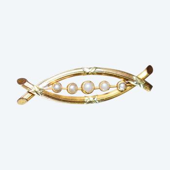 19th Century Gold And Pearls Brooch