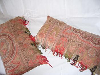 Pair of 19th century cashmere cushions