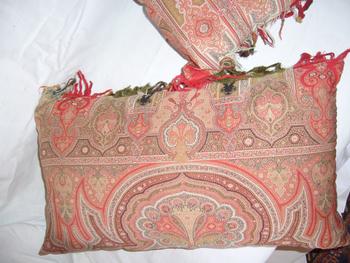 Pair of 19th century cashmere cushions