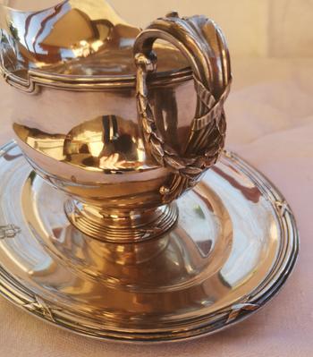 Elégante saucière style Louis XVI argent massif poinçon minerve orfèvre Tétard Frères, fin XIXème