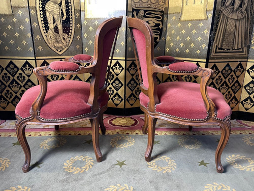 Pair De Fauteuils Cabriolets De Style Louis XV