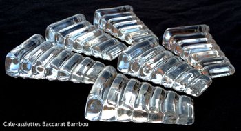 Rare 6 cale assiettes en cristal modèle Bambou Baccarat