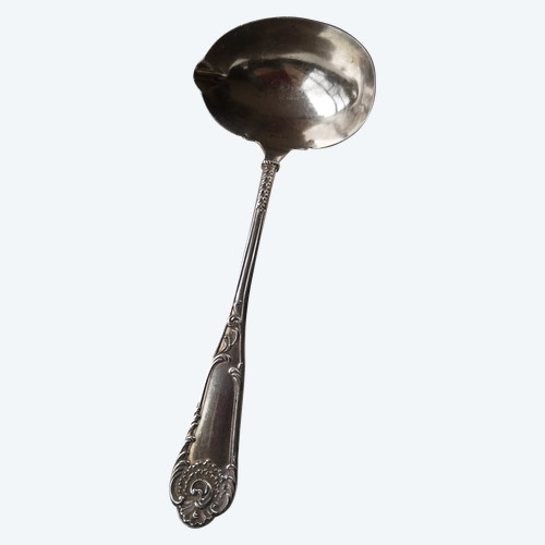 Lovely solid silver sauce spoon with neck brace hallmark