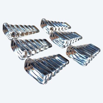 Rare 6 cale assiettes en cristal modèle Bambou Baccarat