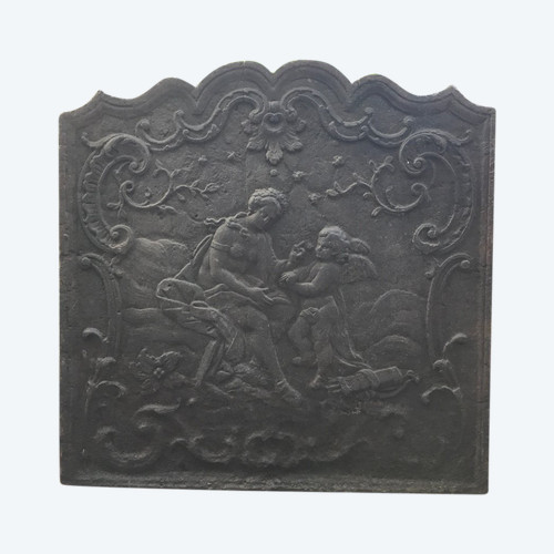 Beautiful large old cast iron fireback from the 18th century
