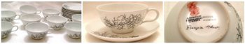 9 Tasses à thé porcelaine Limoges design Françoise Adnet pour Giraud&Brousseau