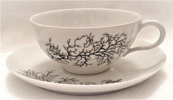 9 Tasses à thé porcelaine Limoges design Françoise Adnet pour Giraud&Brousseau