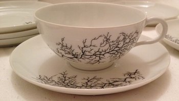 9 Tasses à thé porcelaine Limoges design Françoise Adnet pour Giraud&Brousseau