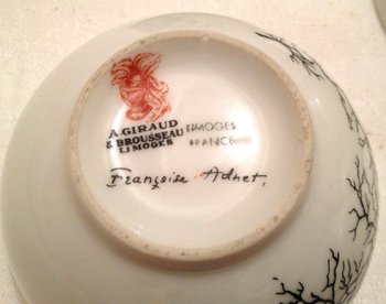 9 Tasses à thé porcelaine Limoges design Françoise Adnet pour Giraud&Brousseau