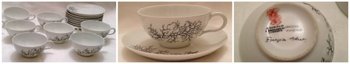 9 Tasses à thé porcelaine Limoges design Françoise Adnet pour Giraud&Brousseau