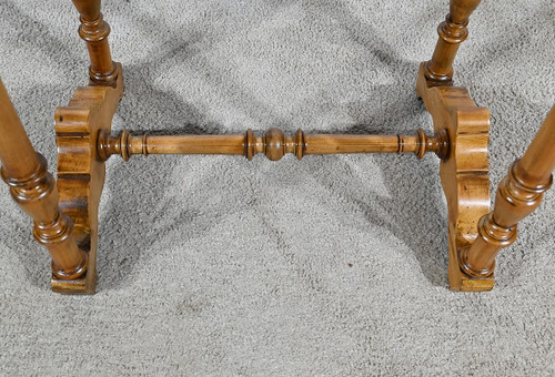 Rare Small Chiffonnière Table in Speckled Amboyna and Cherry, Louis Philippe period – 2nd part