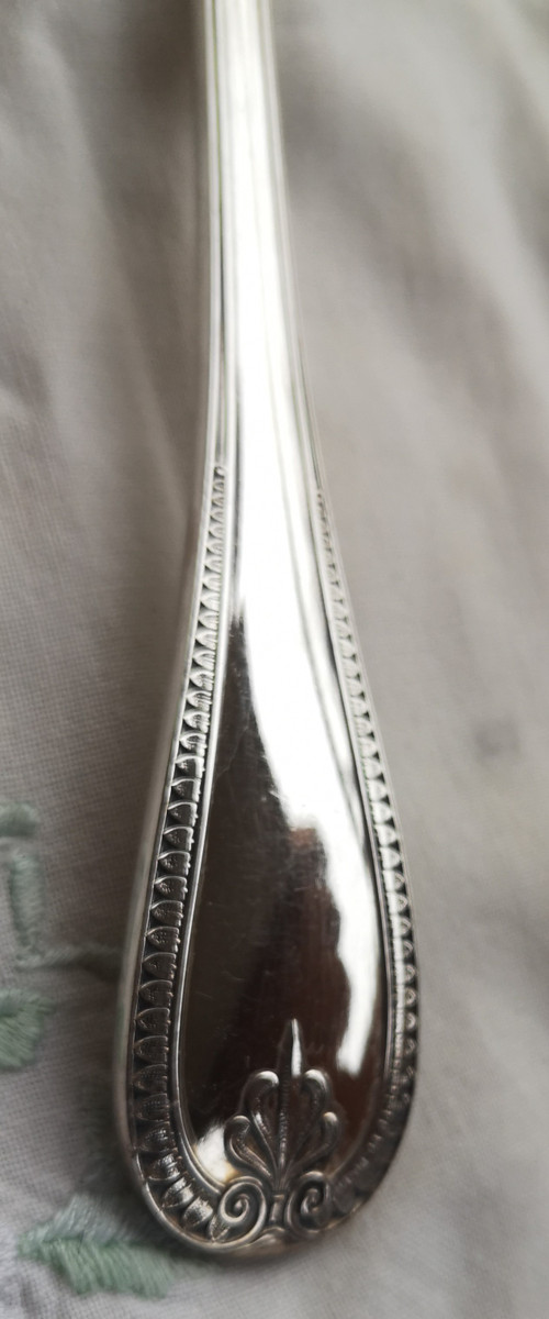 Silver-plated serving fork Malmaison model Christofle silverware