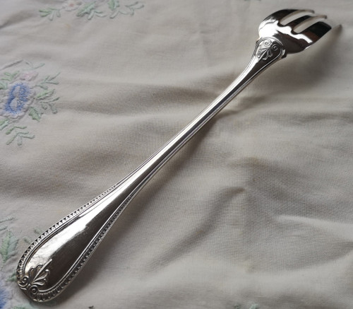 Silver-plated serving fork Malmaison model Christofle silverware