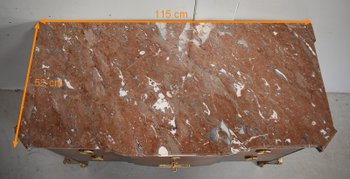 Comò Sauteuse in palissandro e legno viola, transizione Luigi XV / Luigi XVI - seconda parte del XIX secolo