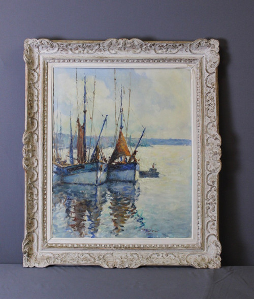 Öl auf Leinwand, Fischerboot von Jean Darignan