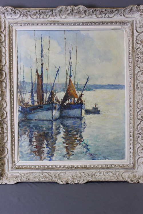 Öl auf Leinwand, Fischerboot von Jean Darignan