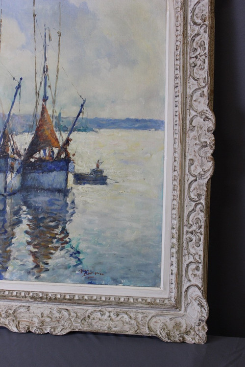 Öl auf Leinwand, Fischerboot von Jean Darignan