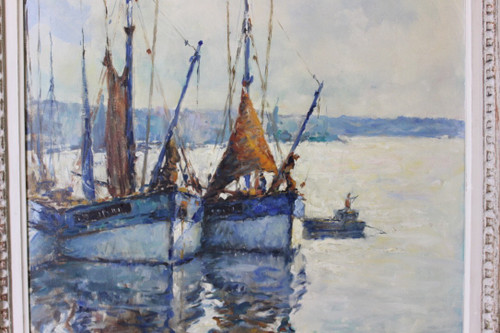 Öl auf Leinwand, Fischerboot von Jean Darignan