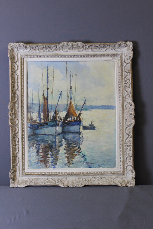 Öl auf Leinwand, Fischerboot von Jean Darignan