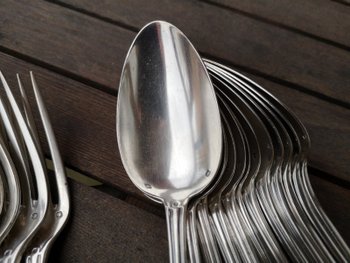 12 solid silver table cutlery neck brace Léon LAPAR & Fouquet Lapar (Tétard Successeur) late 19th century