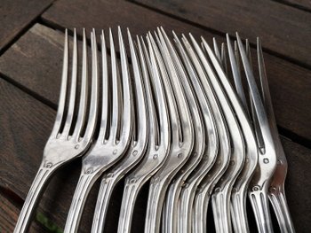 12 solid silver table cutlery neck brace Léon LAPAR & Fouquet Lapar (Tétard Successeur) late 19th century