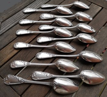 12 solid silver table cutlery neck brace Léon LAPAR & Fouquet Lapar (Tétard Successeur) late 19th century
