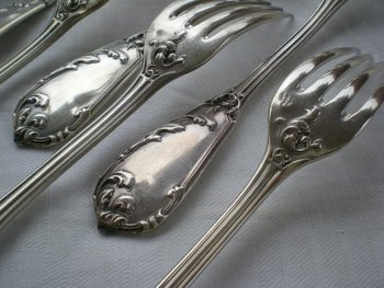 12 solid silver table cutlery neck brace Léon LAPAR & Fouquet Lapar (Tétard Successeur) late 19th century