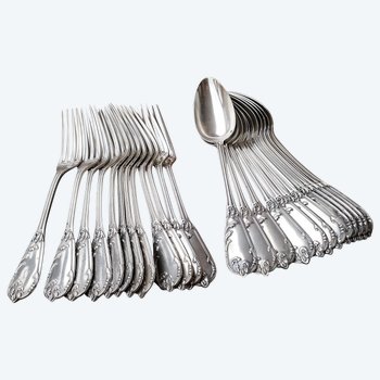 12 solid silver table cutlery neck brace Léon LAPAR & Fouquet Lapar (Tétard Successeur) late 19th century